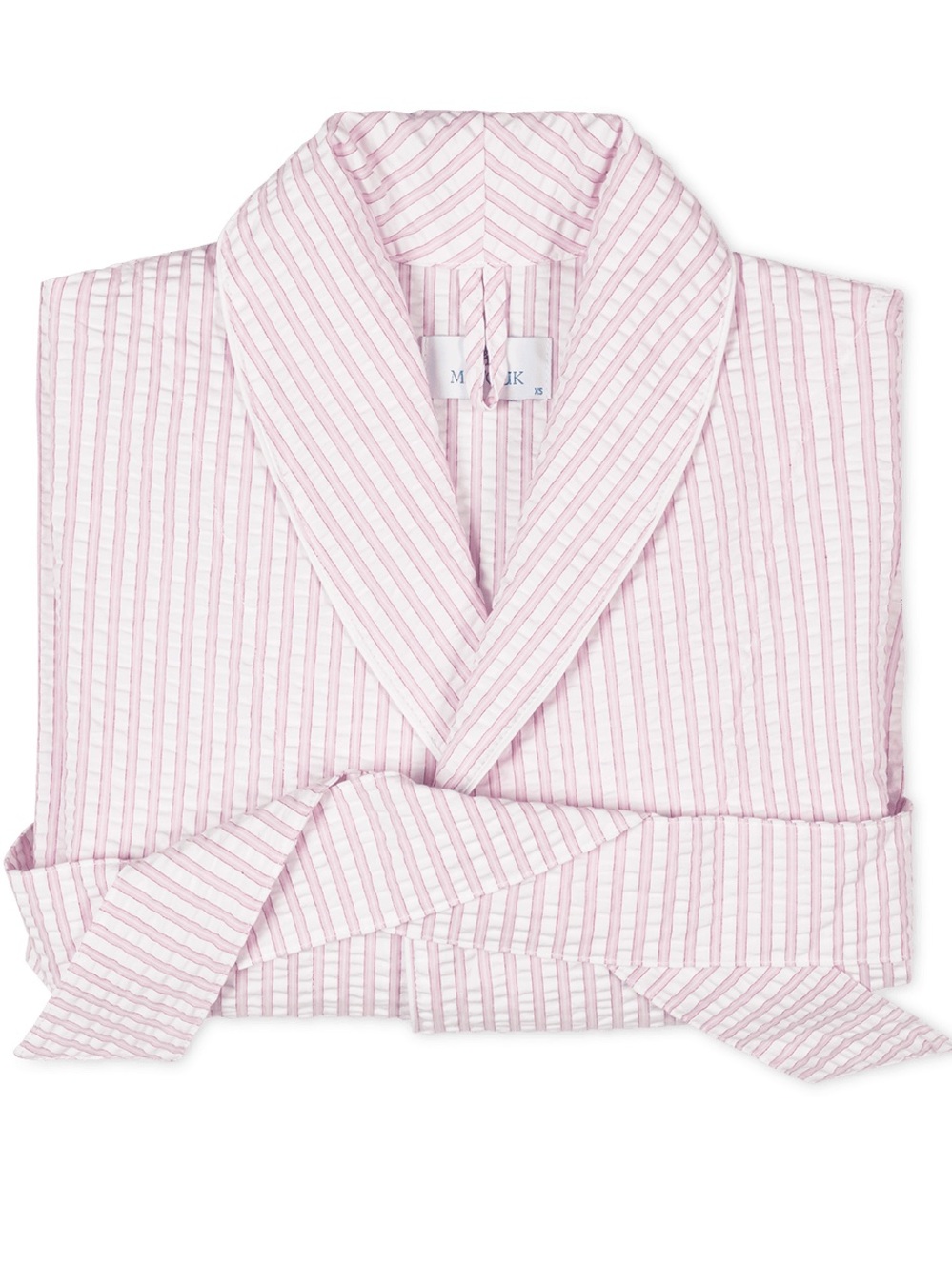MATOUK Matteo Seersucker Robe Peony Pink Stripe XS Retail $250+ No Belt - Picture 2 of 9